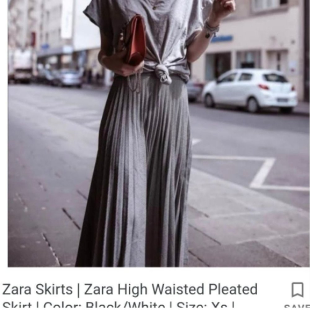 Zara Pleated Houndstooth Midi Skirt XS